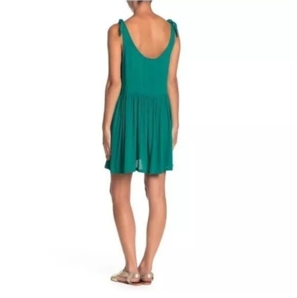 NWT Haitus Gauze Lightweight Tie Shoulder Dress Green Small - Picture 2 of 8